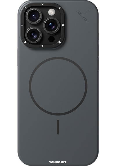 Apple iPhone 16 Pro Max Uyumlu Kılıf M-safe Şarj Özellikli Youngkit Dynamag Serisi Kapak Gri
