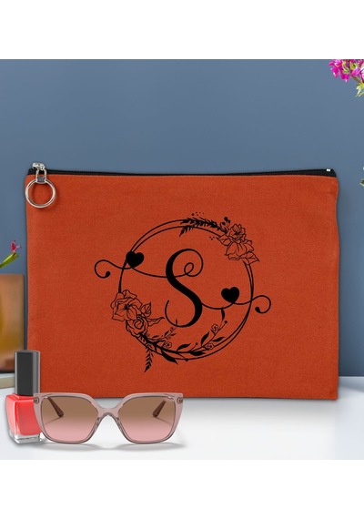 Bk Gift Kişiye Özel Harfli Astarlı Kiremit Portföy Çanta 30x21cm, Baskılı El Çantası, Organizer Çanta Haki