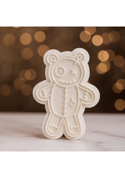 Halloween Voodoo Teddy Bear Kurabiye Kalıbı Cadılar Bayramı Şeker Hamuru Ve Oyun Hamuru Kalıbı Beyaz