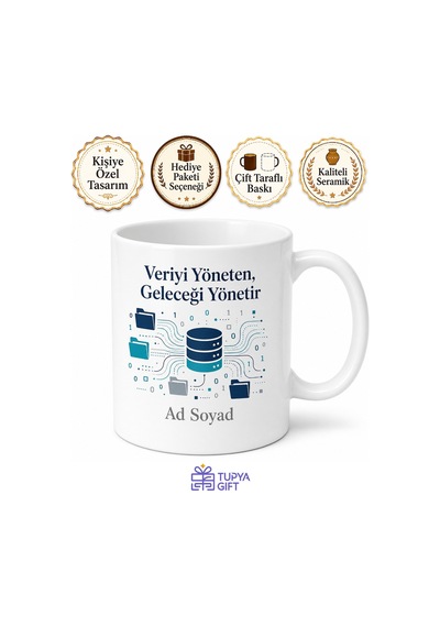 Bilgi Ve Belge Yönetimi Öğrencisine Dijital Arşiv Büyük Veri Kupa Bardak Hediye Beyaz / Çok Renkli