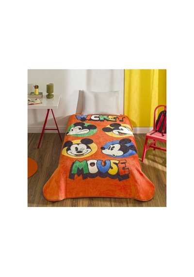 Mickey Mouse Tek Kişilik Battaniye Turuncu