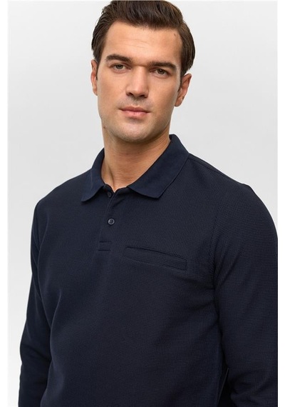 SÜVARİ Lacivert Regular Düz Polo Yaka Sweatshirt Lacivert