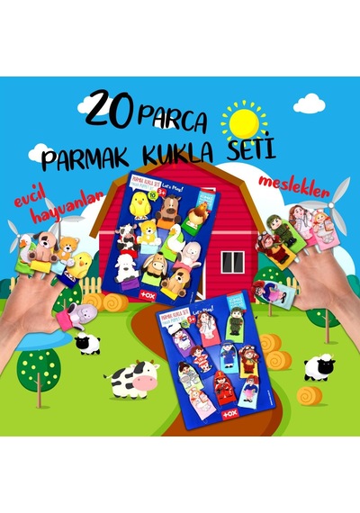2 Set - 20 Parça Tox Evcil Hayvanlar ve Meslekler Parmak Kukla T7