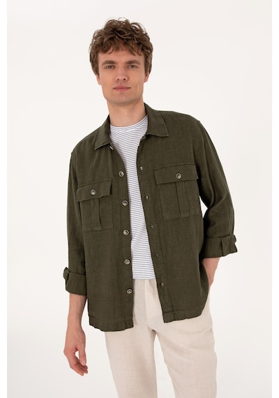 U.s. Polo Assn. Erkek Koyu Haki Gömlek Desenli 50300596-vr111 Koyu Haki