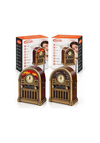 Saatli - İbreli Şömineli Radyo - Retro Am - Fm - Sw Usb - Type-c Sarjlı Bt - Tf - Usb Speaker Yg-604 90015713