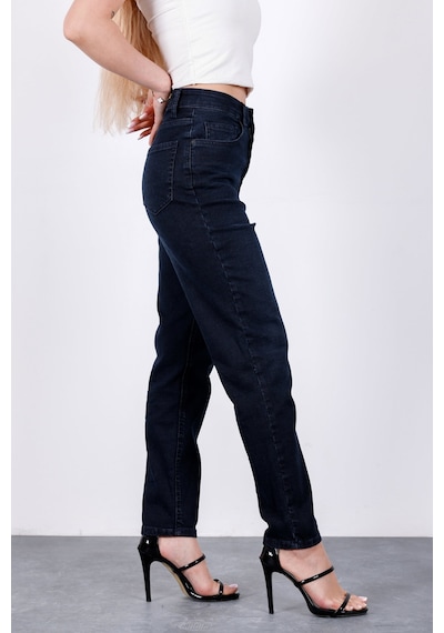 HLT Jeans Lacivert Kadın Mom Jean Yüksek Bel Likralı Esnek Kot Pantolon Anna-2076