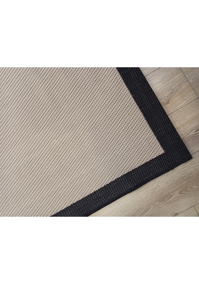 Çam Halı Sisal 9716 Bej / Siyah Bordürlü Jüt Sisal Kilim - 80x300