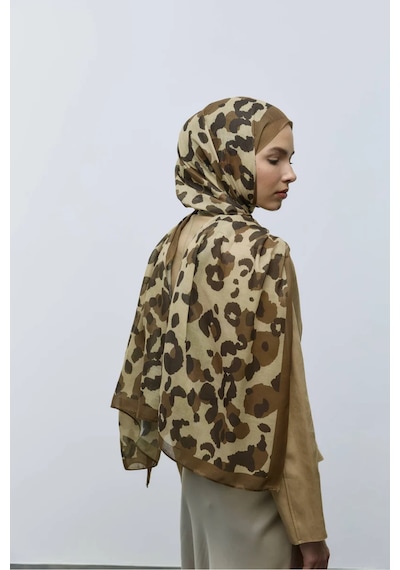 Moda Kaşmir Leopar Desen Aya Şal Altın