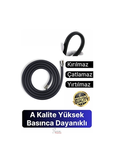 Siyah Dayanıklı Esnek Kırılmaz Çatlamaz Patlamaz Sızdırmaz Pvc Banyo Duş Musluk Hortumu 1,5 Metre Çok Renkli