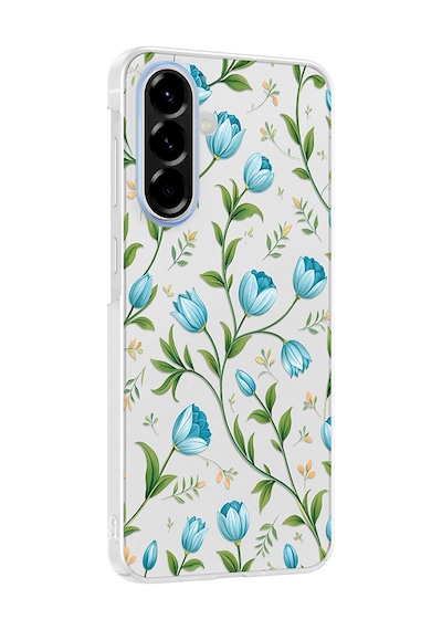 Samsung Uyumlu Galaxy A36 Kılıf Kamera Korumalı Desenli Zore Klip Kapak - Mavi Lale -