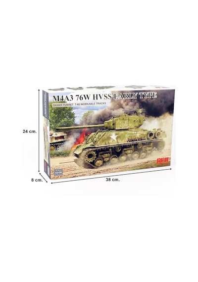 Rfm 5058 1/35 Ölçek, M4a3 76w Hvss Erken Dönem, D82081 Namlu, T-66 Paletli Tankı, Plastik Model Kiti-34469
