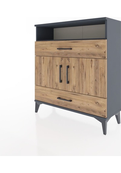 Arges Şifonyer 3 Raflı 2 Çekmeceli 2 Kapaklı 88x30x96 Antrasit-çam Antrasit
