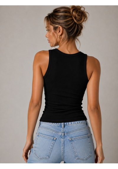 Feyece Kadın Siyah Haki Halter Yaka 2li Crop Bluz Haki - Siyah