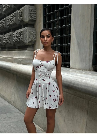 Havens Wilma Düğme &volan Detaylı Mini Elbise BEYAZ