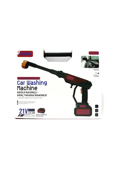 Oto - Araç Yıkama Makinesi Şarjlı - Yedek Bataryalı 135w - 19000 Rpm 12000 Mah - 21v 0.62bar A-130 Bx40