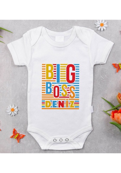 Bitmeyenkartus Bk Kids Isimli Big Boss Tasarımlı Bebek Body Zıbın - Model 1 Beyaz