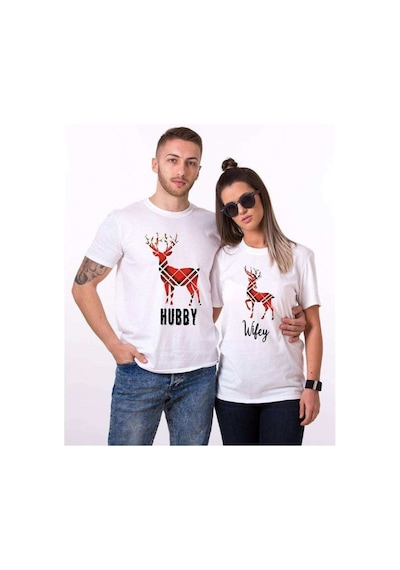 Tshirthane Hubby Wifey Geyik Sevgili Kombinleri Tshirt Kombini Beyaz