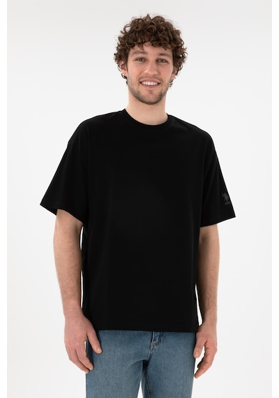 U.S. Polo Assn. Erkek Oversize Fit Bisiklet Yaka Siyah Tişört 50305859-VR046