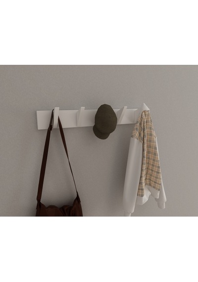 Hepsi3boyutlu Modern Duvar & Kapı Kanca Askılık - 5 Adet Beyaz Kanca Askılık - Model No : 5 Beyaz