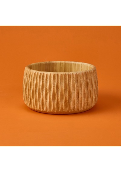 Mienn Bambu Curve Kase - Açık Kahverengi - 18x9,5 Cm Renkli