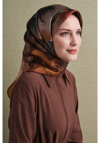 Armine Sura İpek Eşarp 2026-2027 - Sonbahar Kış-asm9603 Kiremit