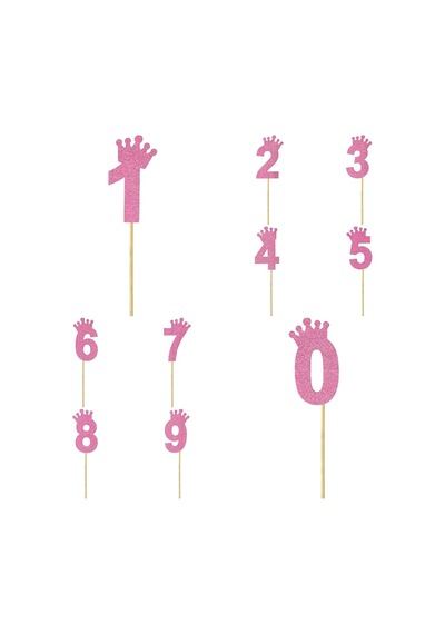 Eva Simli Rakam Pasta Süsü. 19cm x 7.5cm - 1 Adet Pembe 0