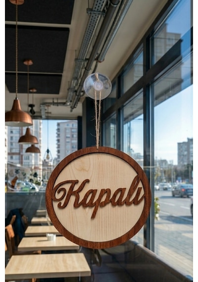 Üç Katlı El Yazılı Modern Açık/kapalı Tabelası - Akçaağaç-ceviz