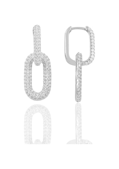 Söğütlü Silver Gümüş Rodyumlu Zirkon Taşlı Sallantılı Trend Küpe