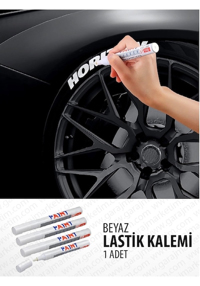 Oto Lastik Yazı Kalemi - Beyaz Araç Lastik Yazma Kalemi
