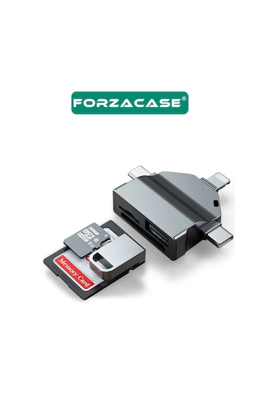 Lightning Type-c Micro Usb / Usb Kart Okuyucu Adaptör Fc459 Siyah