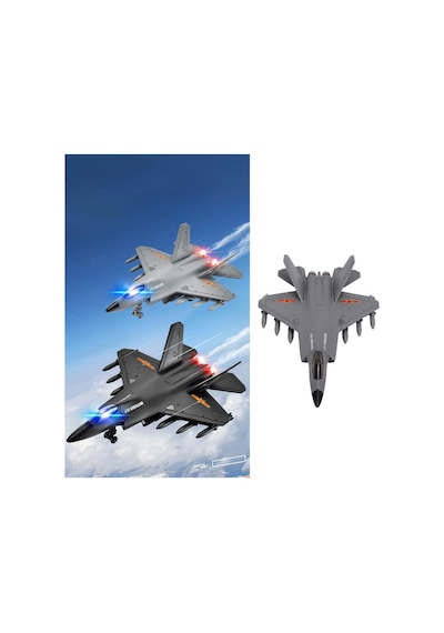 J-31 Gyrfalcon Işıklı Sesli Metal Savaş Uçağı - Geriye Çek Bırak Model Oyuncak Uçak 22 Cm