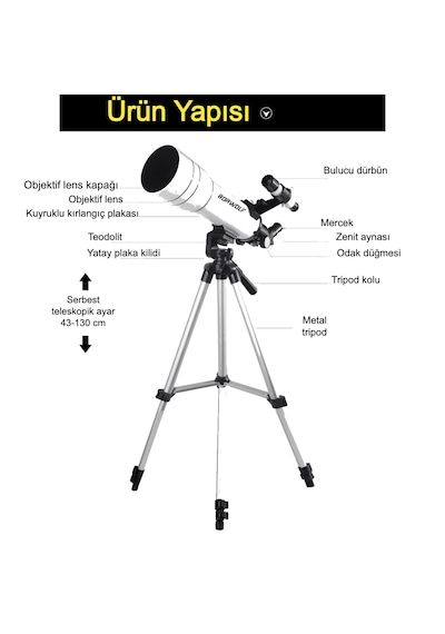 70400 Hd Astronomik Teleskop - Gökyüzü Ve Doğa Gözlemi İçin, 70mm Objektif, 360mm Odak, Fmc Kaplama