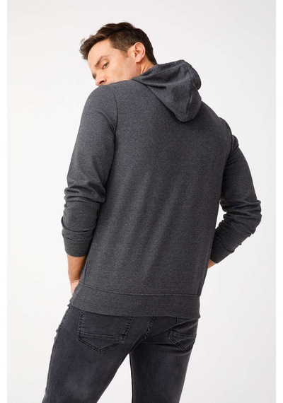 Igs İgs Erkek Antrasit Modernfıt / Ekstra Dar Kalıp Kapşonlu Fermuarsız Sweatshirt Antrasit