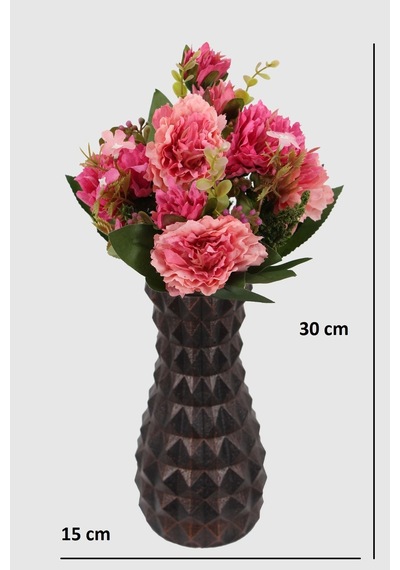 Yapay Çiçek Deposu Lüx Beton Vintage Vazoda Yapay Kasımpatı Tanzimi 30 Cm Koyu Pembe
