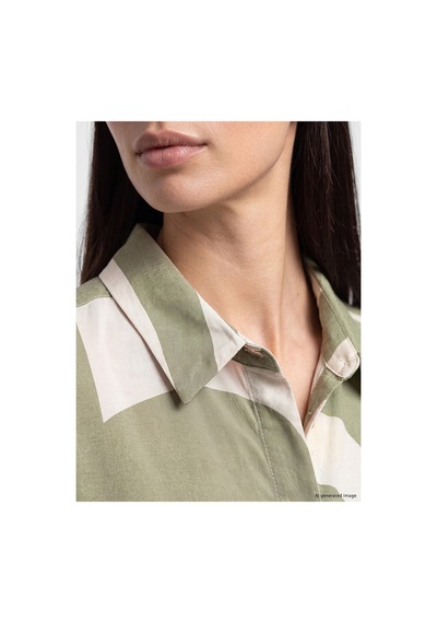 LC Waikiki Alıta Cıty Farkıyla Lcw Everyday Yeşil Desenli Kadın Gömlek Tunik Yesil - 931519599 Yesil