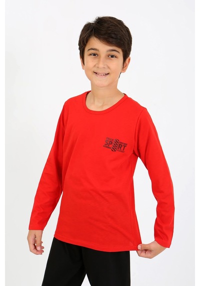 Akbeniz Erkek Çocuk Uzun Kol Penye Pijama Takım 20437 Kırmızı