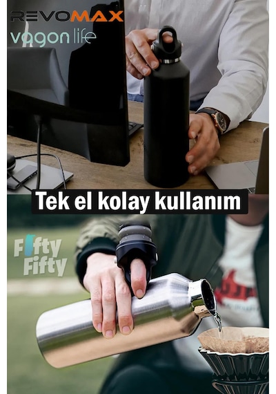 Revomax 592 Ml Büyük Kapasiteli Özel Kapak Sistemli 18 Saat Sıcak/36 Saat Soğuk Çelik Termos 001
