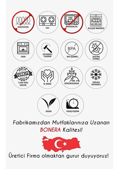 Bonera 13 Parça Granit Set - 18-20-26cm Tencere + 26 Tava + 6 Parça Kaşık Set