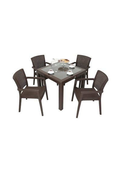 Depootoptan Mandella Elit Rattan 90 x 90 CM Zeus Koltuk Camlı Masa Takımı Kahveren Kahverengi Depootoptan Mandella Elit Rattan 90 x 90 CM Zeus Koltuk Camlı Masa Takımı Kahveren Kahverengi