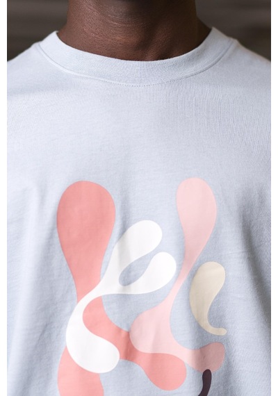 Bisiklet Yaka  Önü Baskılı Oversize Geniş Model T-shirt 001