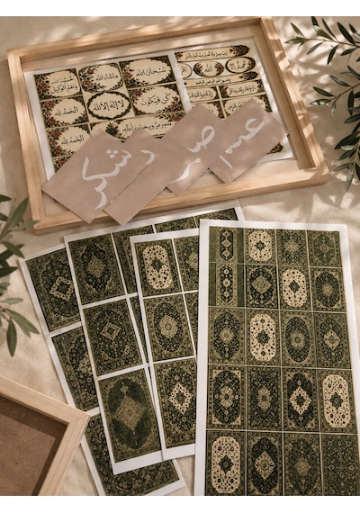 Etnik Desen Tablo Kiti Yeşil