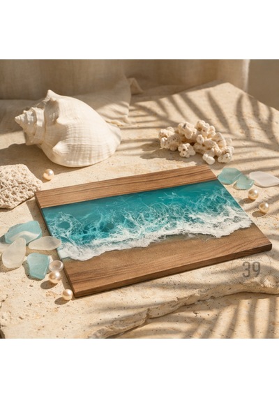 Bright Ocean Ceviz Sunum Tahtası 48x32 Cm Ceviz