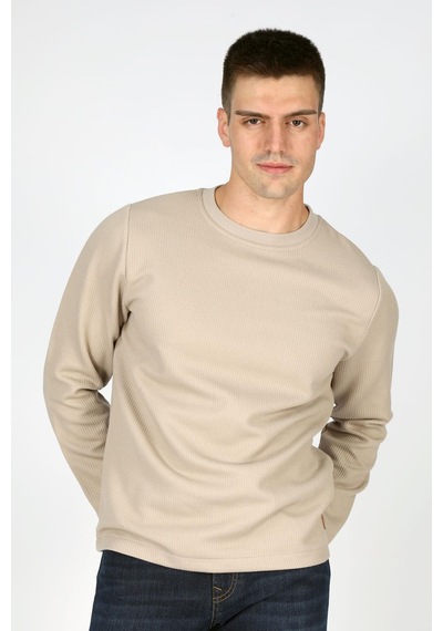 Lee Cooper Luken Erkek O Yaka Sweatshirt Bej-20099-bej Bej