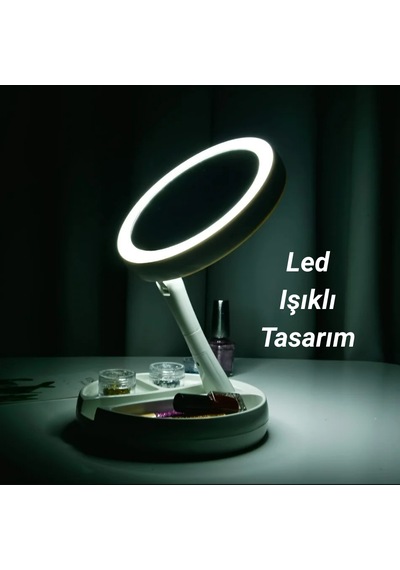 Led Işıklı 10x Katlanabilir Çift Taraflı Makyaj Aynası