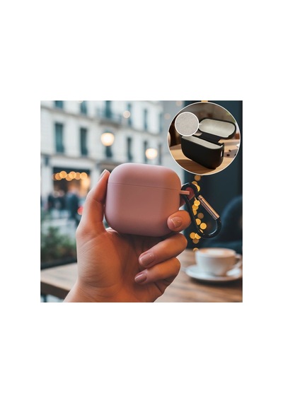 Caseonn Apple Airpods Uyumlu 5 Kılıf Askı Aparatlı Lansman Pudra