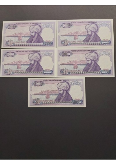 Mor Binlik 7. Emisyon Eski Tc Kağıt Para 1000 Lira