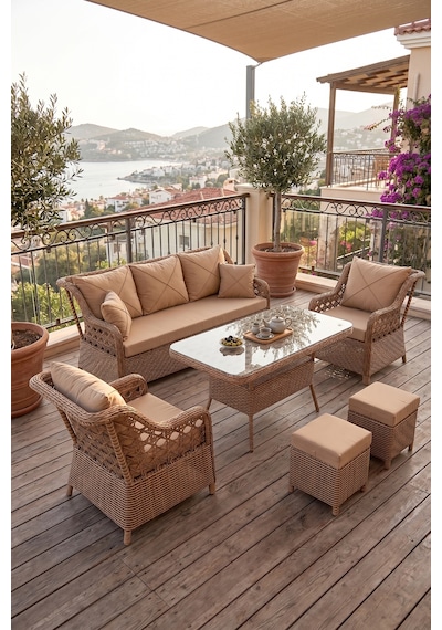 Frezya Serisi 1. Sınıf 3+1+1+2+2 Yastık Gri Rattan Gri Minder Bahçe Balkon Oturma Koltuk Takımı Cappucino Rattan Cappucino Minder Frezya Serisi 1. Sınıf 3+1+1+2+2 Yastık Gri Rattan Gri Minder Bahçe Balkon Oturma Koltuk Takımı Cappucino Rattan Cappucino Minder