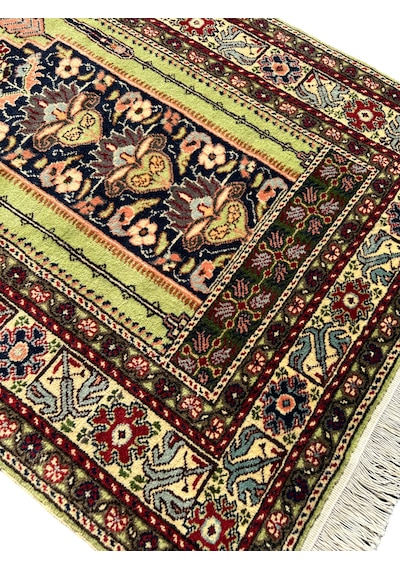 Burak Halı El Dokuma Sıfır Bünyan Seccade 88x140 Yeşil Kök Boya Namazlık