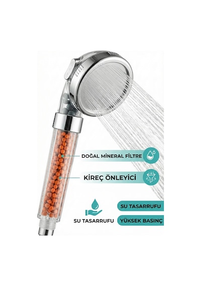 Boncuklu Tasarruflu Duş Başlığı - Kireç Önleyici Filtreli Ve Tazyik Artırıcı Arıtmalı Duş Başlığı Gr Diğer
