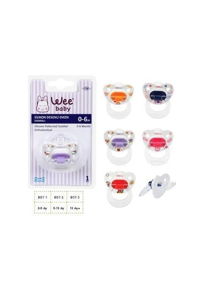 Wee 835 Silikonlu Askılı Damaklı Desenli Emzik No: 3 Şeffaf